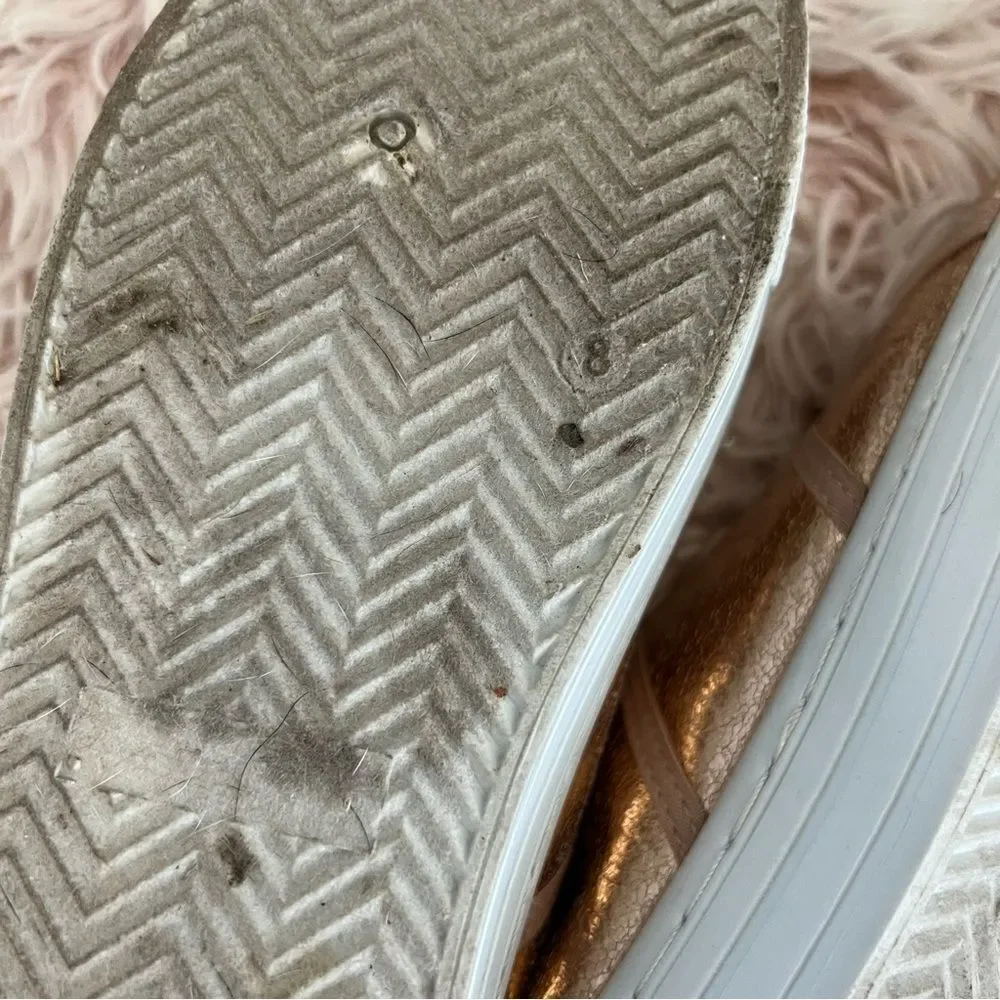Qupid‎ Maniac-17 Rose Gold Metallic Distressed Flatform Creeper Sneakers Sz 8